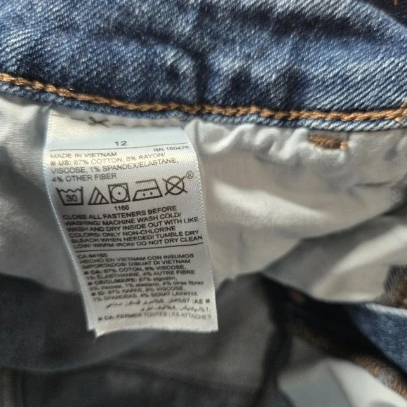 Old Navy Rockstar Super Skinny Jeans Womens 12 Blue Denim Cotton Stretch Distres - Picture 9 of 10